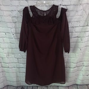 Maurices cold shoulder plum dress, Small